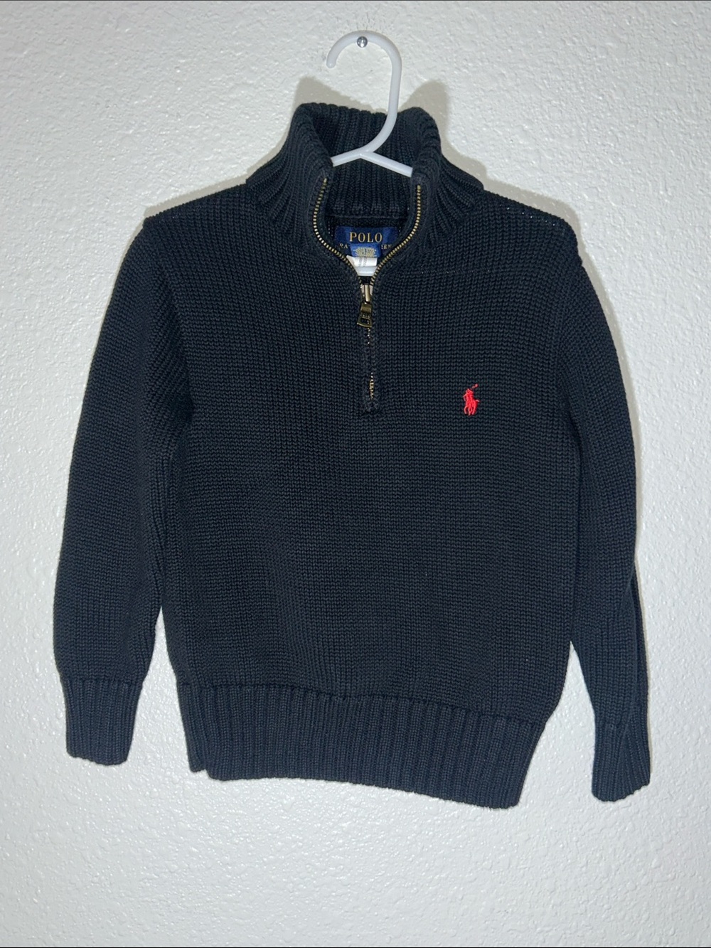 Polo by Ralph Lauren Navy Half-Zip Knit Sweater with Red Pony Sz 4T